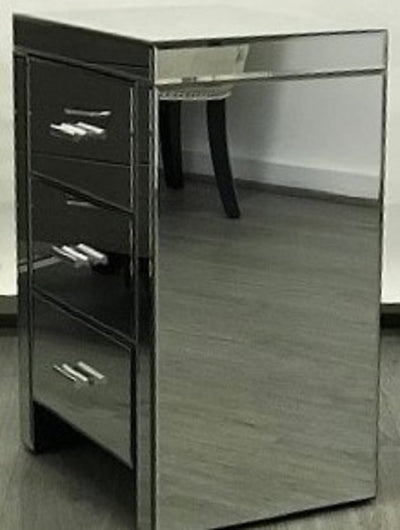 Mirrored Modern Bedside with 3 drawers on runners