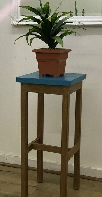 Teal Top Barstool/Tall Side Table 81cms high