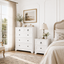 CABOT White 5 Chest of Drawers Tallboy + Bedside Table Coastal Bedroom Storage Cabinet
