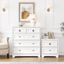 CABOT White 5 Chest of Drawers Tallboy + Bedside Table Coastal Bedroom Storage Cabinet