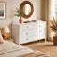 HARLA White 6 Chest of Drawers Dresser + 2 Bedside Tables Bedroom Bundles with Scalloped Detail