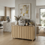 Modern Fluted Sideboard Buffet Cabinet in Light Oak | 4-Door Storage Buffet