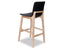 Ara Stool - Natural - Black Shell - Bar Bench Seat Height 74cm - Black Seat - Natural Ash legs