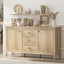 LINDLEY Fluted Natural Oak Buffet Sideboard - 2 Door 3 Drawer Cabinet