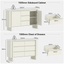 AMBER 6 Drawer Chest of Drawers and Large Buffet Sideboard Storage Cabinet White