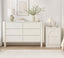AMBER 6 Drawer Chest of Drawers and Bedside Table Dresser Storage Lowboy Cabinet White for Bedroom