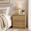 Belmont Light Oak Handleless Bedside Table | 2 Drawer Dresser Modern Nightstand
