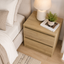 Belmont Light Oak Handleless Bedside Table | 2 Drawer Dresser Modern Nightstand