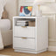 CLAYTON White Bedside Table with USB Charging Station for Bedroom Living Room Office