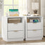 CLAYTON White Bedside Table Set of 2 with USB Charging Station for Bedroom Living Room