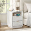 CLAYTON White Bedside Table with USB Charging Station for Bedroom Living Room Office
