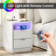 CLAYTON White Bedside Table with USB Charging Station for Bedroom Living Room Office