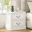 Hamptons Vintage White Bedside Table with 2 Drawers Nightstand Side Table