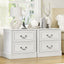 Hampton Vintage White Bedside Table Set of 2 - Elegant 2-Drawer Nightstands & Side Tables