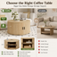 Fluted Round Coffee Table and End Table with Sliding Tambour Door | Modern Living Room Bundles