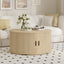 Fluted Round Coffee Table and End Table with Sliding Tambour Door | Modern Living Room Bundles