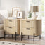 Fluted Bedside Table Set of 2 | 2 Drawer Dresser Modern Nightstand