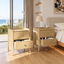 Light Oak Bedside Table with Gallery Top - Scandi Bedroom Storage