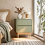 Green Bedside Table 2 Drawer Dresser Modern Storage Cabinet Bedroom Living Room