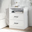 White Bedside Table 2 Drawer with Cable Hole Storage Nightstand