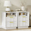 Opera White Bedside Tables Set of 2 with Charging Station - Modern Bedroom Storage