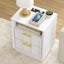 Opera White Bedside Tables Set of 2 with Charging Station - Modern Bedroom Storage