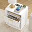 Opera White Bedside Table with Charging Station - Modern Smart Nightstand