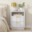 Opera White Bedside Table with Charging Station - Modern Smart Nightstand