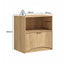 Natural Oak Bedside Table Set of 2 with Curved Front Drawer & Open Display Shelf