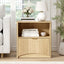 Natural Oak Bedside Table with Curved Front Drawer & Open Display Shelf