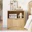 Natural Oak Bedside Table with Curved Front Drawer & Open Display Shelf