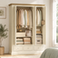 Cream White 3-Door Wardrobe and 2 Arch Drawer Bedside Tables Bedroom Furniture | Coastal Hamptons Full Bedroom Storage Set