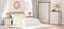 Cream White 3-Door Wardrobe and 2 Arch Drawer Bedside Tables Bedroom Furniture | Coastal Hamptons Full Bedroom Storage Set