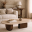 1.2m Travertine Top Oval Coffee Table - Walnut
