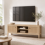 LINDLEY TV Entertainment Unit with 2 Doors Storage TV Cabinet with Open Shelves 140CM