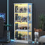 Aurora Display Cabinet Set of 3 Storage LED Light 4 - Tier Shelves Bookcase Stand Rack White