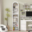 Slim Arch Bookshelf Bookcase Display Cabinet 8-Tier Stand Rack and White Sideboard Buffet Storage Cabinet