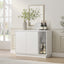 Slim Arch Bookshelf Bookcase Display Cabinet 8-Tier Stand Rack and White Sideboard Buffet Storage Cabinet