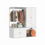 White Closet System with Hanging Rail and Closet Organizer Wardrobe Garment Rack with Shelves