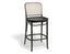 811 Hoffmann Stool - Black Stained Wood Seat - Cane Backrest - by TON 
