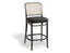 811 Hoffmann Stool - Black Stain - Cane Backrest - Black Upholstered Seat - by TON 