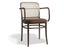 811 Hoffmann Armchair - Upholstered Seat - Cane Backrest - by TON