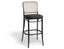 811 Hoffmann Stool - Black Stain - Cane Backrest - Black Upholstered Seat - by TON 