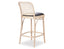 811 Hoffmann Stool - Natural Wood - Cane Backrest - Black Upholstered Seat - by TON