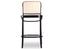 811 Hoffmann Stool - Black Stained Wood Seat - Cane Backrest - by TON 