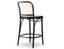 811 Hoffmann Stool - Black Stained Wood Seat - Cane Backrest - by TON 