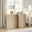 Byron Ribbed Timber Side Table Set of 2 - Natural Oak for Bedroom Living