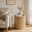 Byron Ribbed Timber Side Table Set of 2 - Natural Oak for Bedroom Living