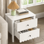 HARLA Bedside Tables Set of 2, White Scalloped Cloud Edge 2-Drawer Side Table