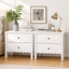 HARLA Bedside Tables Set of 2, White Scalloped Cloud Edge 2-Drawer Side Table